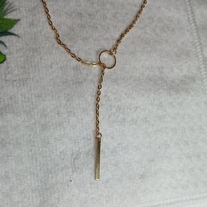 Gold Toned Lariat Collar Bone Necklace